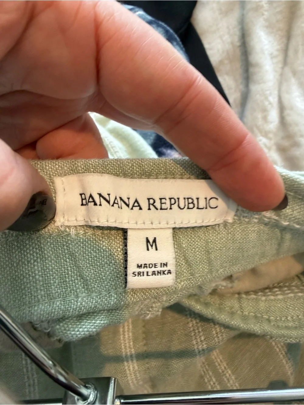 Banana Republic Light Sage Green Striped Flat-Front Shorts